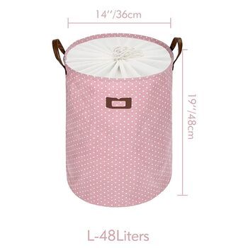 19'' Pink Laundry Hamper Basket With Lid, 4 of 5