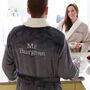 Personalised Sherpa Dressing Gown Front And Back Text, thumbnail 1 of 12
