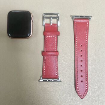 Vegan Leather Apple Watch Strap In Red, 2 of 4