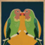 Lovebirds Birds Retro Style Poster Print, thumbnail 2 of 2