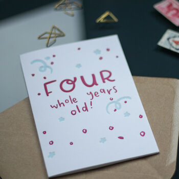 Four Whole Years Old 4th Birthday Card, 2 of 2