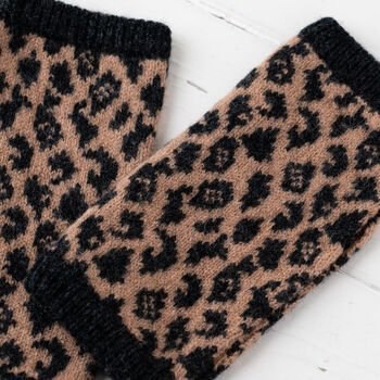 Leopard Knitted Wrist Warmers, 8 of 10
