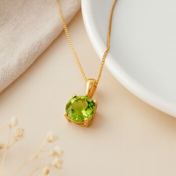 Personalised 9ct Gold Peridot Necklace August Birthstone, 3 of 11