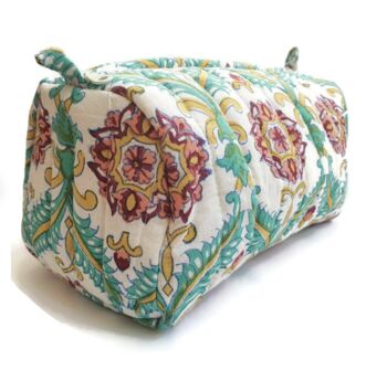 Quilted Block Print Make Up Bag, Handmade, 2 of 8