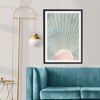 Sun Boho Green Marble Gold Wall Art Print, 3 of 5