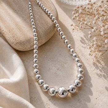 Graduated Sterling Silver Ball Bead Necklace, 4 of 5