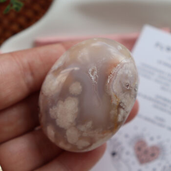 Flower Agate Palm Stone Gift With Pouch And Card, 2 of 9