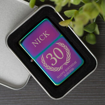 Personalised Birthday Crest Rainbow Lighter Gift For 18th 21st 30th, 3 of 7