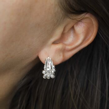 Sterling Silver Bubble Hoop Studs, 4 of 9