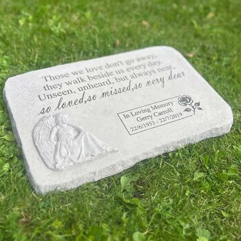 Personalised Large Angel Garden Memorial Stone 38cm X 27cm, 8 of 9