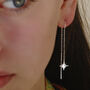 Sterling Silver Shining Star Threader Earrings, thumbnail 1 of 6