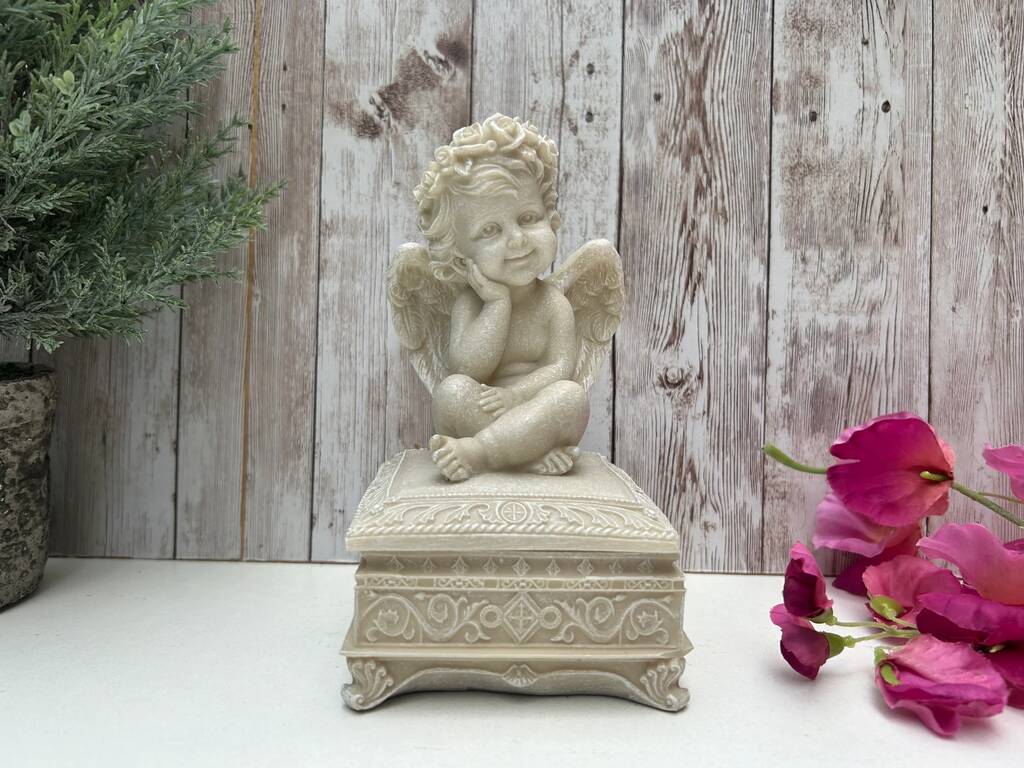 Ivory Angel Cherub Jewellery Keepsake Box, 1 of 9
