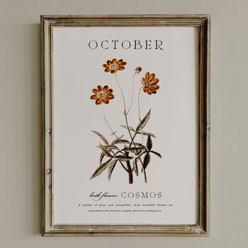 Birth Flower Wall Print 'Cosmos' For October, 8 of 9
