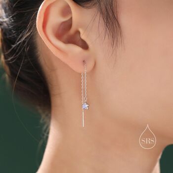 Moonstone Star Threader Earrings In Sterling Silver, 2 of 10