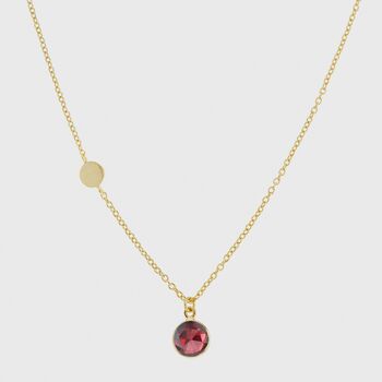 Salina Gold Plated Disc And Garnet Necklace, 2 of 3