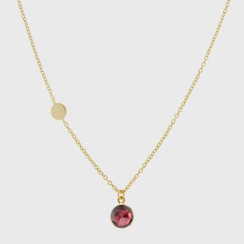 Salina Gold Plated Disc And Garnet Necklace, 3 of 4