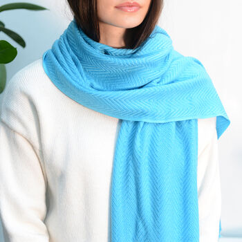 Turquoise Blue Cashmere Scarf, 2 of 4