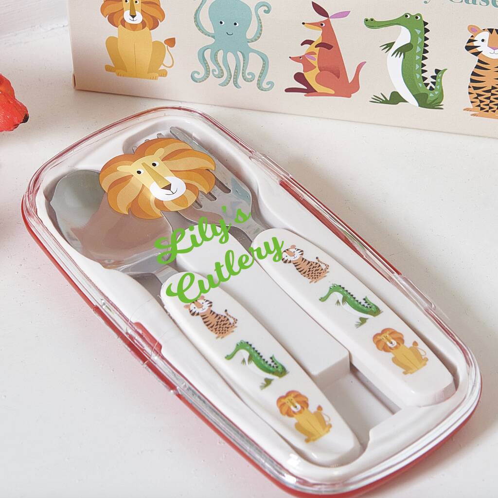 Personalised Childs Safari Cutlery Travel Set, 1 of 3