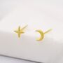 Four Point Star And Moon Stud Earrings, thumbnail 8 of 12