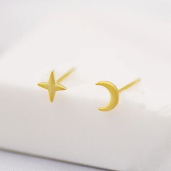 Four Point Star And Moon Stud Earrings, 8 of 12