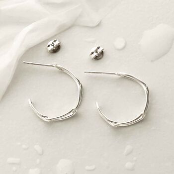 Sterling Silver Paperclip Hoop Stud Earrings, 4 of 6