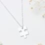Dainty Puzzle Piece Sterling Silver Necklace Jigsaw Jewellery, thumbnail 1 of 6