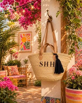 Personalised Straw Shopping Or Beach Bag Basket 30cm, 11 of 11