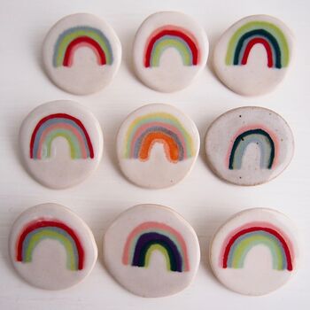 Handmade Ceramic Rainbow Pin Jewellery Badge, 3 of 8