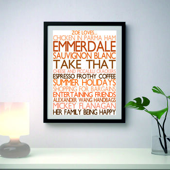 Personalised 'Favourite Things' Framed Print: Oranges, 4 of 6