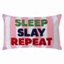 Sleep Slay Repeat Needlepoint Cushion, thumbnail 1 of 2