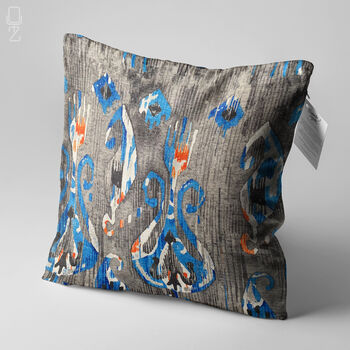 Cushion Cover With Blue And Grey Ikat Pattern, 3 of 7