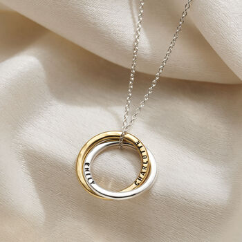 Personalised Mixed 9ct Gold Two Ring Russian Necklace, 3 of 7
