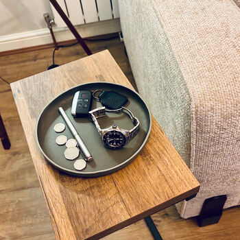 Personalised Grey 20cm Round Leather Accessory Tray, 7 of 8