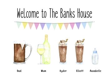 Personalised Family Drinks Print | Family Christmas Gift, 4 of 10