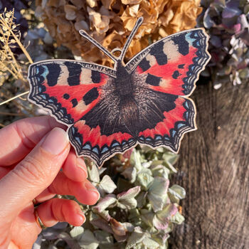 Small Tortoiseshell Butterfly Wooden Decoration, 2 of 4
