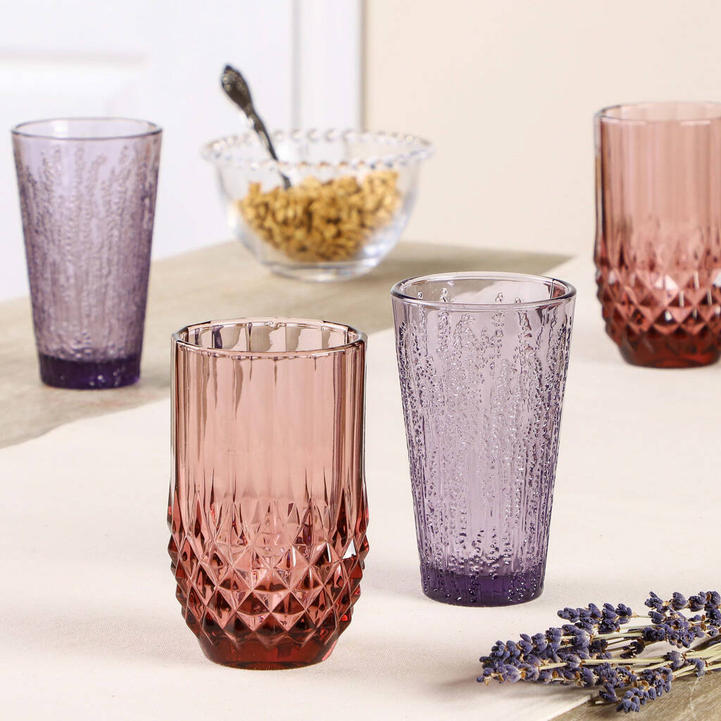 Set Of Four Elegant Coloured Highball Glasses By Dibor ...