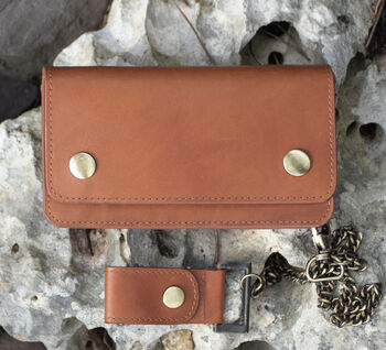 Personalised English Hide Leather Wallet With Chain, 3 of 11