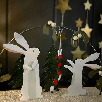 Rabbits And Stocking Christmas Decoration, 2 of 2