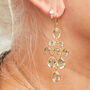 Ruby Gold Plated Silver Chandelier Earrings, thumbnail 8 of 9