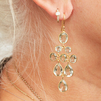Ruby Gold Plated Silver Chandelier Earrings, 8 of 9