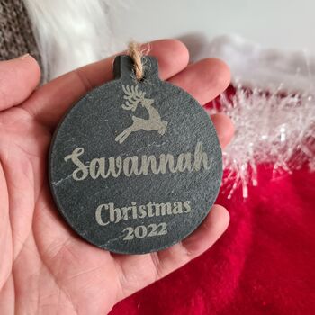 Personalised Slate Christmas Bauble Decoration, 3 of 4