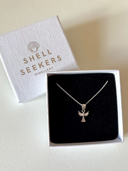 Sterling Silver Tiny Angel Pendant Necklace, 3 of 8