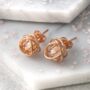 Gold Caged White Pearl Stud Earrings, thumbnail 3 of 8