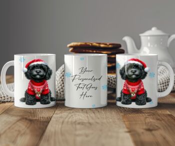 Personalised Black Cockapoo In Christmas Jumper Mug, 2 of 2