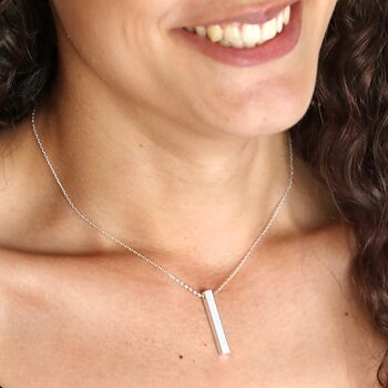 Bar Pendant Necklace In Silver, 2 of 5
