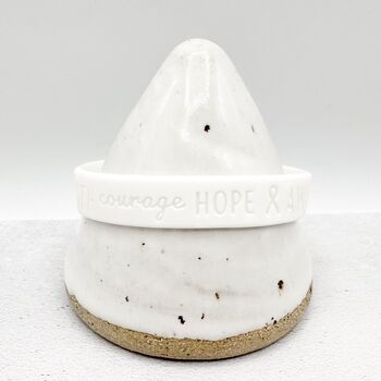 White Awareness Ribbon Bracelet Wristband, 5 of 8