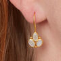 Garnet Triple Stone Gold Plated Silver Drop Earrings, thumbnail 10 of 12