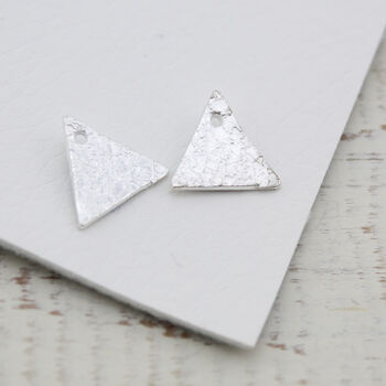Sterling Silver Textured Triangle Charm Hoops, 7 of 10