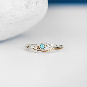 Molten Sterling Silver Organic Blue Opal Ring, 3 of 7