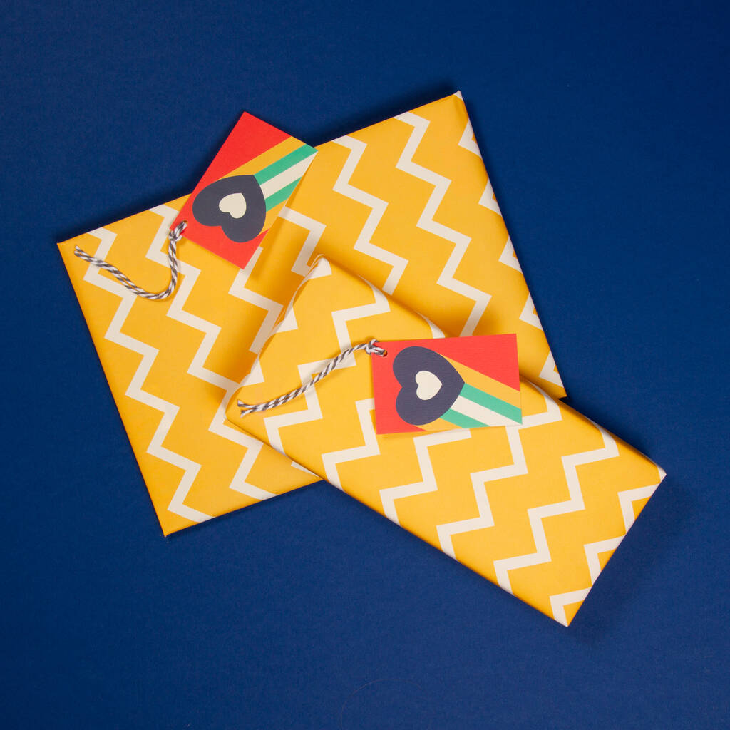 Scandi Disco Yellow Gift Wrap And Tags, 1 of 4